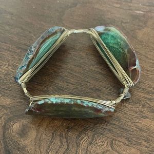 Green and gold bourbon and bow ties bangle